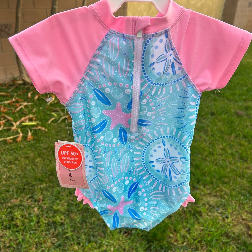 Floatimini Pink and Blue Kids Swim Rashguard - Picture 2 of 3